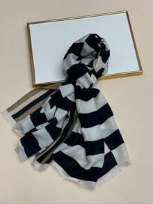 1pc Women's Simple Printed Scarf, Fashion Scarf, New Sunscreen Beach Shawl, Cotton Linen Feel Shawl For Women - Multicolor - View 4