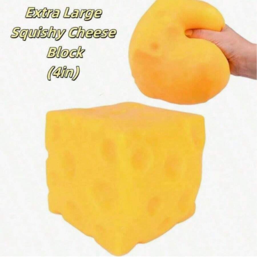 1pc/2pcs Squeeze Cheese - Square & Triangle Soft Squishy Cheese Blocks | Gag Gift, Adult Funny Toy | Stress Relief Ball | Adult Sensory Toy - Sunshine Entertainment Sensory Toys, Squishies, Needo, Fidget Toys, Squishies