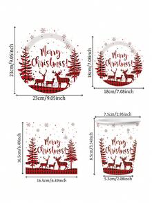 10-Piece Christmas Tableware Set Christmas Plate And Napkin Cup Set Winter Christmas Paper Plate Napkin Christmas Party Supplies Christmas Tree Snowflake Elk - Multicolor - View 2