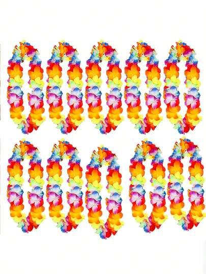 1/5/10个装彩虹夏威夷花环，色彩缤纷的热带花环，适合夏威夷主题派对、海滩、生日、婚礼和家居阳台装饰
