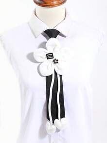 1件装女士时尚3D立体花卉装饰领结，带心形流苏，可爱可调节领结，适合休闲、外出、约会、派对、街拍搭配 - 彩色 - 查看 1