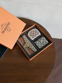 3件套女士短款钱包及卡包，大容量拉链钱包，PU皮革休闲钱包，鳄鱼纹绗缝钱包，母亲节礼物，女士钱包，迷你钱包，小钱包，可爱钱包，旅行必备夏季小钱包 - 灰色 - 查看 3