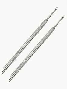 1-4件套美甲工具套装，双头指甲推和角质去除器，指甲抛光块，圆形和斜角角质推，美甲配件 - 銀色 - 查看 8