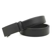 经典高光黑色自动扣PU皮男士商务腰带 - 黑色 - 查看 3