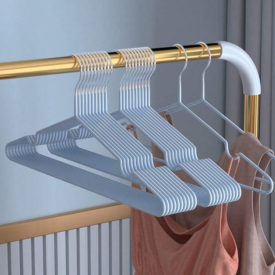 10/20/40/60/100pcs Non-Slip Coated Hangers, Muted Color Luxury Home Closet Organizer - Baby Blue - View 1