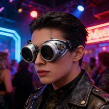Kính Steampunk tròn màu đen unisex, kính trang trí hóa trang, kính Gothic cho cosplay, sân khấu, tiệc tùng, phụ kiện Halloween, kính râm cho kỳ nghỉ hè, hoạt động ngoài trời, du lịch. - Nhiều màu - Xem 2