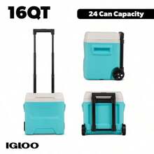 16 QT Aqua Blue Wheeled Hard Cooler, Leak-Proof Portable Ice Chest For Travel, Fishing, Parties & Outdoor Adventures - Aqua - View 2