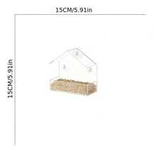 Máng cho chim ăn gắn trên bệ cửa sổ bằng nhựa trong suốt này được trang bị cốc hút mạnh mẽ, giúp bạn dễ dàng thu hút các loài chim hoang dã đến nhà! - C - Xem 4