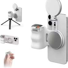 Genérico Agarre magnético para cámara de teléfono, Soporte de Disparo para Smartphone, con botón de Obturador, Control Remoto para iPhone 16, 15, 14, 13, 12 Pro MAX, teléfono Celular, Android, Vlog - A - Ver 1