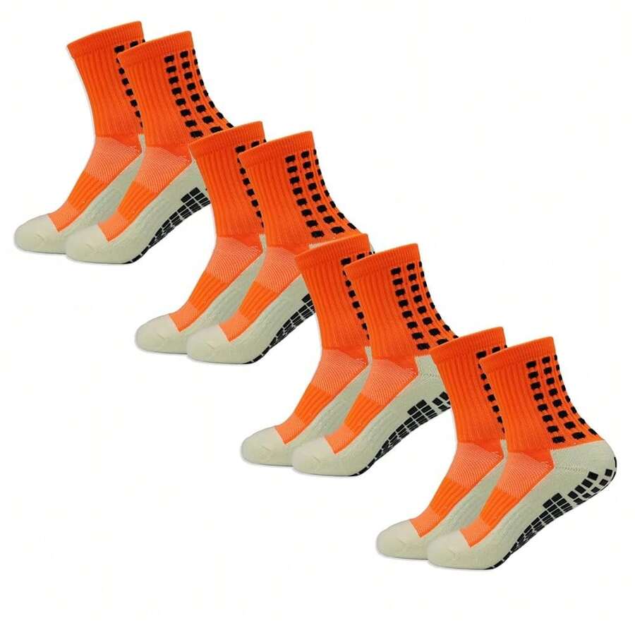 Pares de calcetines de fútbol con agarre para hombres, calcetines antideslizantes y adherentes para mujeres para fútbol, baloncesto y deportes - Naranja - Ver 1