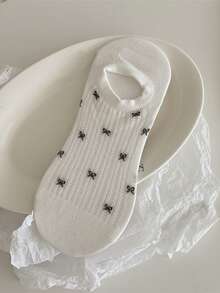 5 đôi tất nữ thắt nơ, tất lưới thoáng khí, miệng nông, không trơn trượt, thích hợp cho mùa hè - Nhiều màu - Xem 7