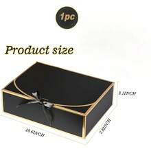 Hộp quà mạ vàng 5 chiếc/1 chiếc có nắp, kích thước 10.6x7.8x3.1 inch, hộp quà cầu hôn phù dâu sang trọng, hộp quà màu đen dùng làm quà tặng, quà cưới, quà mừng em bé chào đời, quà sinh nhật. - Màu đen với viền vàng - Xem 8