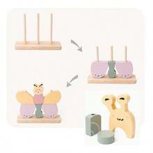 3D木制卡通动物认知拼图，婴儿教育蜗牛蝴蝶拼图玩具，儿童节礼物，婴儿玩具，儿童用品，木制动物，幼儿拼图，童谣，木制玩具，拼图，木制拼图 - 彩色 - 查看 6