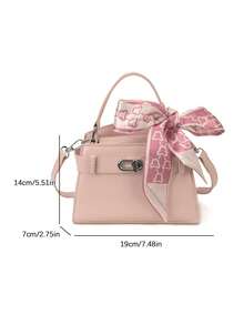 Elegant Fashion New Spring/Summer Stone Texture Handbag, Exquisite Retro High-End Silk Scarf Shoulder Bag, Unique Design High-Quality Women's Crossbody Bag, Suitable For Dates, Dining, Shopping And Photography - Pink - View 7