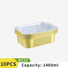 10pcs Gold Rectangular Aluminum Foil Baking Trays, Thick & Durable, Suitable For High-End Party, Wedding, Baking, Takeout Packaging, Oven-, With Or Without Lids - Gold - View 14