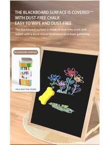 Bộ 1 Bảng đen từ tính đa năng bằng gỗ có thể gập lại, dùng cho giáo dục sớm, hai mặt có thể xóa, bảng vẽ cho trẻ em, không bám bụi, dạy chữ số và chữ cái, bảng vẽ và viết cho bé. - Nhiều màu - Xem 5