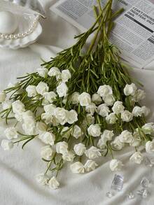 1pcs Artificial Flowers Mini Roses Bouquet Realistic DIY Foam Floral Decor For Valentine's Day Gift Wedding Bouquets/Centerpieces, Outdoor Party Backdrops, Room/Table, And Garden/Pot Decoration Gifts Birthday Graduation - trắng - Xem 1