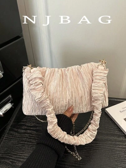 Túi đeo chéo Cloud Ruffle Casual Chic, Túi đeo vai có dây xích