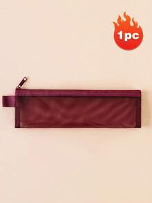 Durable Nylon Mesh Makeup Brush Holder Bag, Multi-Color Options, Transparent Window, Large Capacity For Lipsticks, Multi-Functional Cosmetic Bag, Suitable For School, Office And Travel Essentials, Pencil Case For Eyebrow Pencils, Makeup Brushes, Travel Necessities, Fashionable Storage Box, Lightweight Pouch, Makeup Bag For Makeup Enthusiasts And Professional Makeup Artists - A - View 14