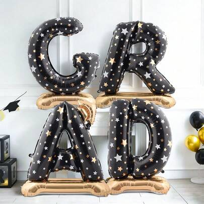 4 Stück große stehende GRAD Buchstaben, 140 cm hohe stehende Buchstaben, geeignet für Dekorationen zur Abschlussfeier 2026, Gratulation an Absolventen 2026, Abschlussfeier, Fotohintergrund für Abschlussfotos