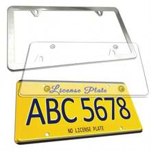 License Plate Cover And Frame Combo- Clear License Plate Cover And Stainless Steel Car Tag Holder Flat Bubble Unbreakable Protector Fit US Universal Front Or Rear Bracket Mount Screws Caps - 透明平板蓋框 - 查看 4