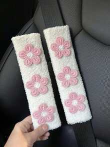 1pc/2pcs Embroidered Flower Car Seat Belt Covers, Soft Protective Shoulder Pads, Female Goddess Car Interior Decor - A - View 12