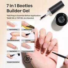 Beetles Top Coat Base Gel & Nail Glue Set-3Pcs No Wipe Top Coat Gel Nail Polish & Base Coat With 9 In 1 Nail Glue Shine Effect Long Lasting Soak Off Uv Light Lamp Diy Nail Gifts For Women & Girls - 2PCS 15ML Blooming Gel and Builder Nail Gel - 查看 5