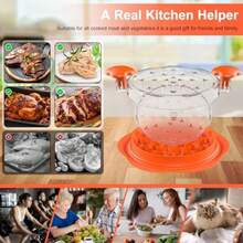 Chicken Shredder with Removable Plate - Manual Meat Shredder Tool with Transparent Lid and Cleaning Brush Dishwasher Safe Kitchen Gadget for Shredding Chicken Pork Beef Pulled Pork Orange - Naranja - Ver 6