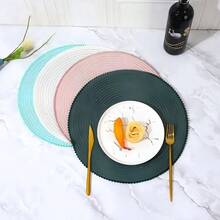 1pc Natural Material Minimalist Style Blue Cute Ball Edge Spiral Heat Insulation Placemat, Suitable For Home Kitchen, Restaurant, Hotel, Rural Style, Family Holiday Celebration, Wedding Party, Birthday Banquet Table Decor - Mint Blue - View 8