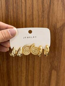 6-18件套女士时尚耳环，包括五叶花+海洋系列，简约优雅，适合夏季佩戴 - 彩色 - 查看 6