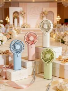 1pc Mini Handheld Electric Fan - Portable Lightweight Battery Powered Quiet Cooling Fan, Suitable For Summer Outdoor, Indoor And Patio Use, Portable Cooling Fan, Fashionable Handle Design - Multicolor - View 18