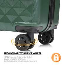 YONSLY 4‑Piece Suitcase Set 16/20/24/28 Inches With TSA Lock YKK Double Repair Zipper 4 Silent 360° Wheels Mesh Pocket Soft Rubber Handle For Trips - 深綠 - 查看 5