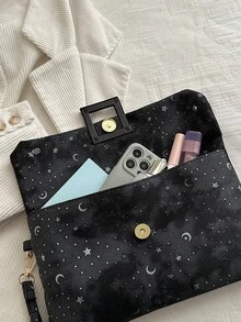 Fashionable Solid Color Minimalist Retro Clutch - Black - View 7