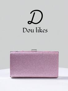 1pc Sequin Embroidered Evening Clutch Bag, Floral Sequin & Embroidery Design, Elegant Engagement Handbag For Cheongsam Dress, With Metal Chain, Suitable For Party, Wedding, Prom, Banquet - Hồng - Xem 7