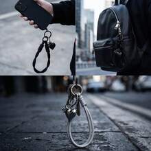 1/2 chiếc móc khóa điện thoại hình gấu tình yêu phong cách đường phố, chất liệu kim loại + dây bện, màu bạc/đen, mặt dây chuyền móc túi. - Nhiều màu - Xem 2