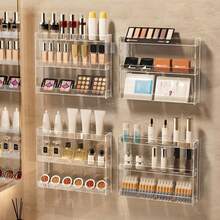 1 Peça Prateleira de Armazenamento de Cosméticos, Organizador de Vaidade de Banheiro Montado na Parede, Prateleira de Exibição de Maquiagem Transparente para Cuidados com a Pele, Perfume, Armazenamento de Óculos, Prateleiras Multinível para Sala de Estar, Quarto - transparente - Visão 6