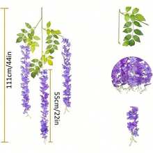 1/6/12支装人造紫色紫藤花 - 紫色 - 查看 2