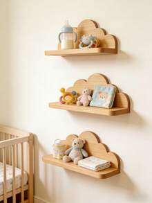 Cloud-Shaped Wooden Children's Storage Rack, Suitable For Storing Various Kids' Items In Living Room, Bedroom And Other Spaces - Multicolor - View 10