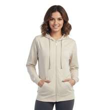 Women's Lightweight Cotton Hoodie Full Zip S-3XL With Pockets Hooded Sweatshirt Jacket Coat Solid Tops Regular & Plus Size Basic Layering Tops Warm Lightweight Cotton Zipper Hoodie Sweatshirt For Women Lady Sweatshirts Long Sleeve Outerwear For Spring Fall Winter Womenswear Activewear Streetwear - Yến mạch trắng - Xem 6