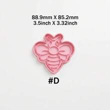 1/4 Set, Cute Bee Honeycomb Cookie Cutter With Stamp (3.3-3.5 Inches) - Adorable Baking Tool For Decorating Cookies, Cupcakes And Party Desserts, 1 Set (1 Frame + 1 Stamp) - Pink - View 5