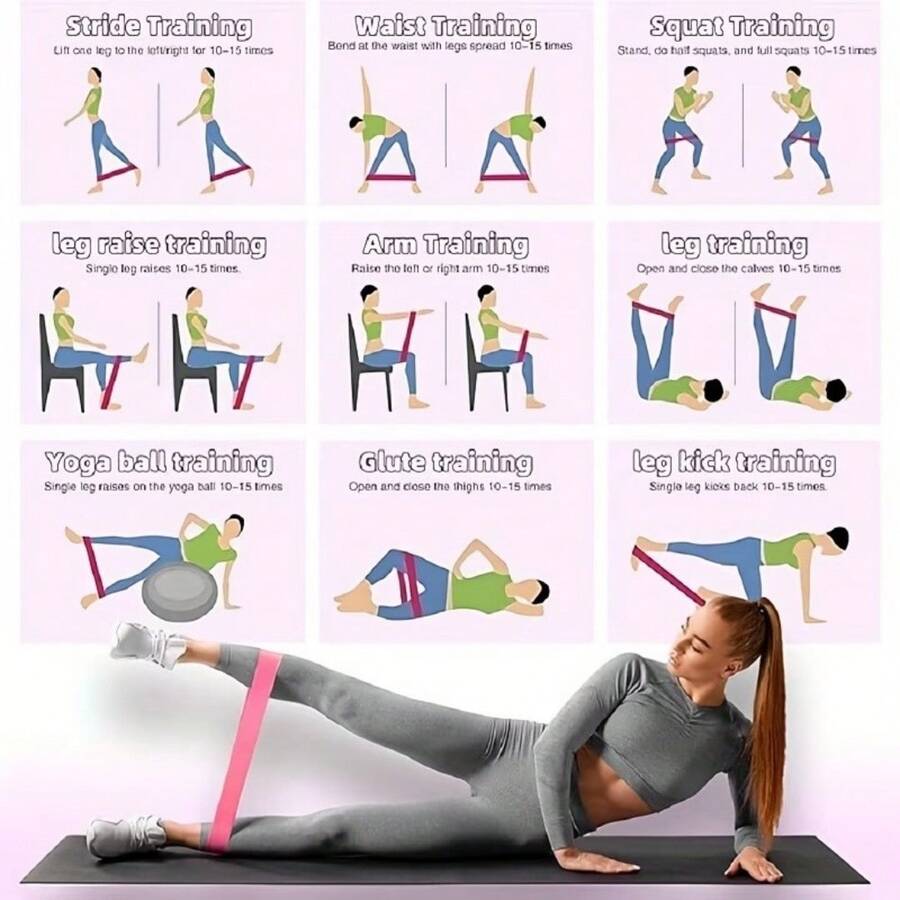 5pcs Yoga Resistance Bands, High Elasticity, Non-Slip Design To Prevent Slipping, Suitable For Squats, Stretching, Multi-Resistance Levels, Fit For Fitness/Yoga/Rehabilitation Training - A - View 1