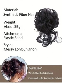 2 Pcs Messy Bun Hair Piece, Curly Wavy Hair Bun Extensions Scrunchies, Tousled Updo Synthetic Hairpieces Space Buns For Women And Girls - Multicolor - View 3