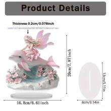1 Set rosa verzauberter Feenreiten Delfin Blumen Harz Figur Heimdekoration - A - Übersicht 4