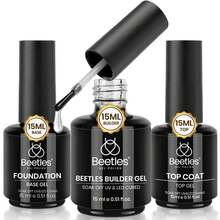 Beetles Top Coat Base Gel & Nail Glue Set-3Pcs No Wipe Top Coat Gel Nail Polish & Base Coat With 9 In 1 Nail Glue Shine Effect Long Lasting Soak Off Uv Light Lamp Diy Nail Gifts For Women & Girls - 3PCS 15ML No Wipe Top Coat and Base Coat Set - 查看 8