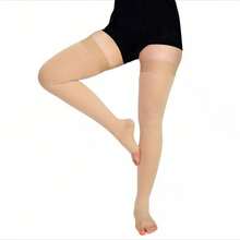 黑色加大码压缩袜，2级过膝裸色压缩袜，男女通用，裸色无趾不透明女袜，男士运动袜，女士多功能袜，硅胶固定，腿套，护膝，母亲节礼物，父亲节礼物，送给妈妈/爸爸的礼物 - 彩色 - 查看 6