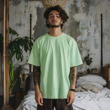 Men's Basic Oversized T-Shirt, Sizes S To Plus Size 6XL, 100% Cotton, 18 Colors - Bebé verde - Ver 1