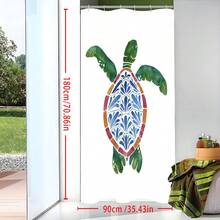 1pc Turtle Art Spring Style Shower Curtain, Painting-Like Modern Design, Unique Home Gift, Gift For Friends, Machine Washable, All-Season Use, Bathroom Decor - Multicolor - View 4