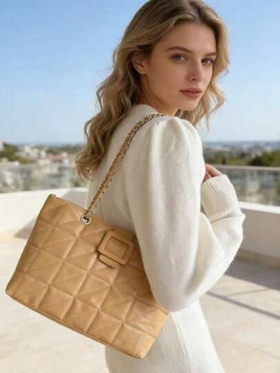 Túi xách cỡ lớn chần bông, túi đeo vai bằng da mềm mại, túi tiện dụng hàng ngày cho mẹ, quà tặng Ngày của Mẹ - món đồ không thể thiếu trong tủ đồ của các bà mẹ vùng Bắc Âu.