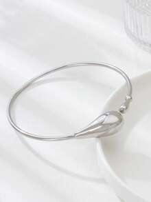 1pc Polished Metal Teardrop Choker Necklace, Asymmetrical Open Collar Necklace, Elegant Women Jewelry Accessory - Large Teardrop Necklace - View 4