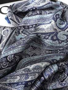 1pc Women's Elegant Paisley Print Scarf,  Satin Bandana Headscarf Shawl, Bohemian Style Suitable For Everyday Wear - 燕麥色 - 查看 5